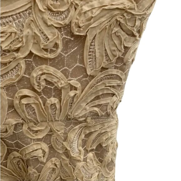 BCBGMAXAZRIA Abigail Ribbon Embroidery Cocktail Dress Women's Size 4 Champagne E - Picture 4 of 5